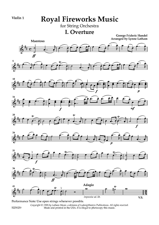 Royal Fireworks Music - Violin 1