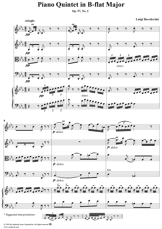 Piano Quintet in B-flat Major, Movement 3 - Piano Score