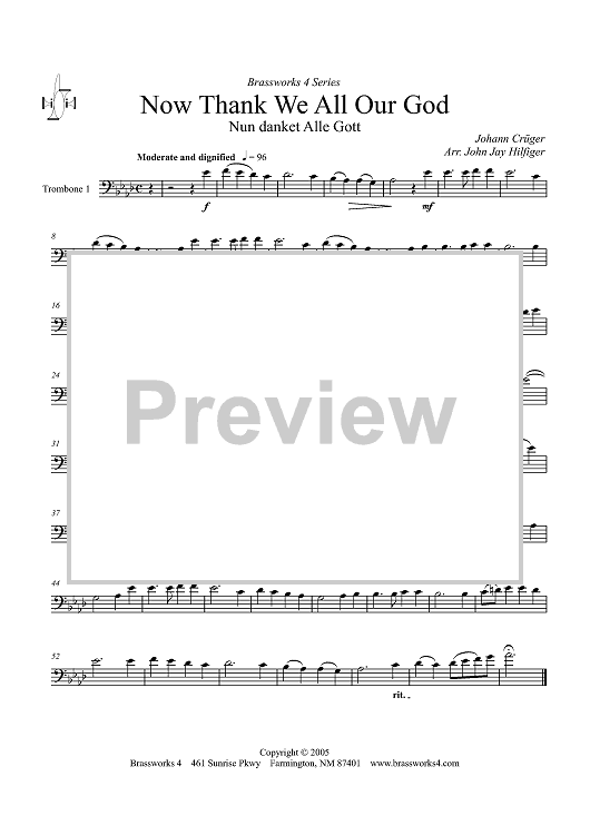 Thank We All Our God (Nun danket Alle Gott) - Trombone 1