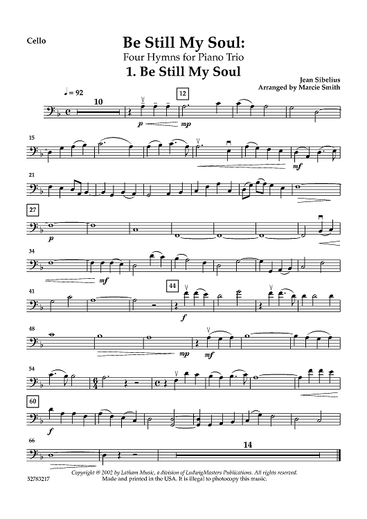 Be Still My Soul: Four Hymns for Piano Trio - Cello