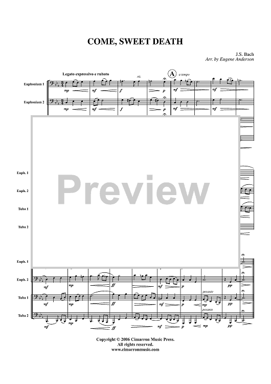 Come, Sweet Death - Score