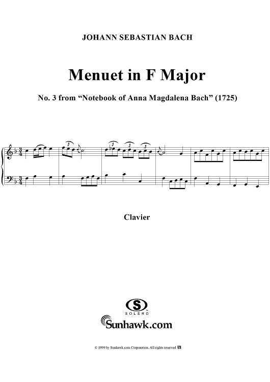 Minuet in F Major from the Notebook of Anna Magdelena Bach