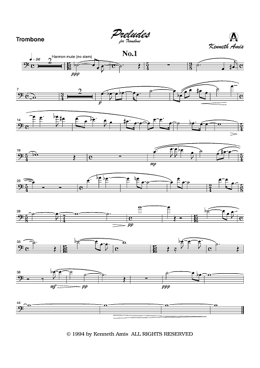 Preludes for Trombone No.1-5 - Trombone