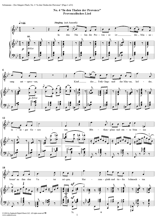 Provenzalisches Lied: "In den Talen der Provence", No. 4 from "Des Sängers Fluch", Op. 139