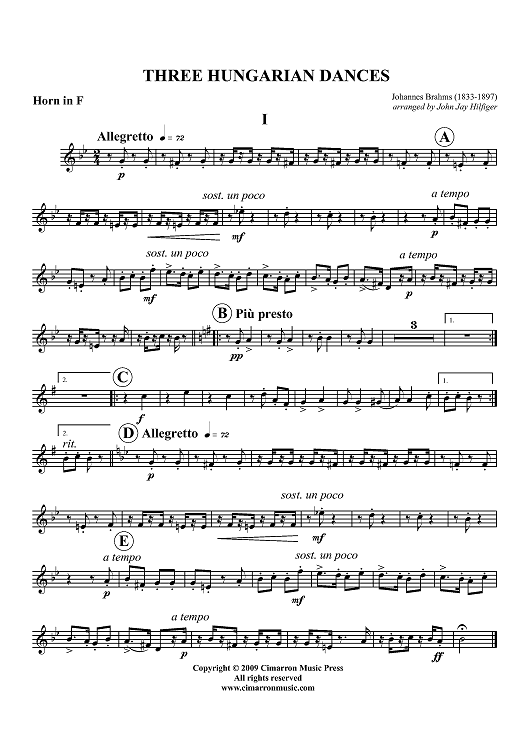 Three Hungarian Dances - Horn in F