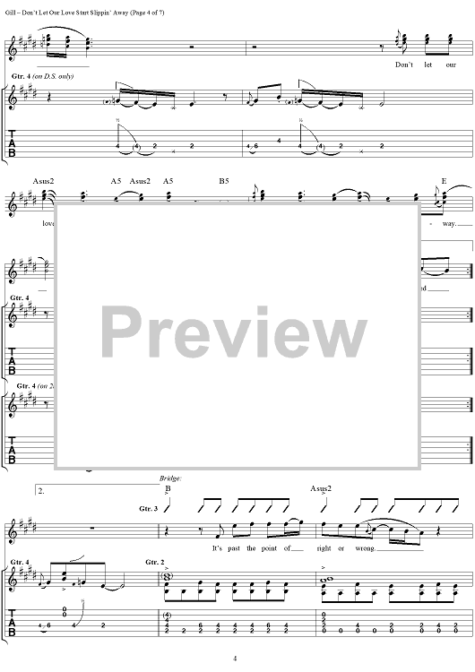 Don't Let Our Love Start Slippin' Away" Sheet Music by Vince Gill for