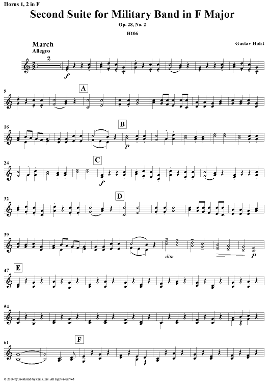 Second Suite in F - Horns 1 & 2