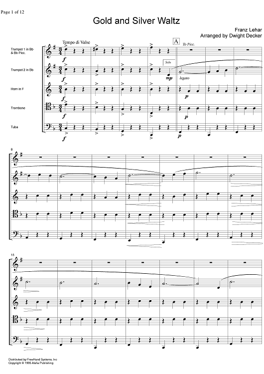 Gold and Silver Waltz - Score