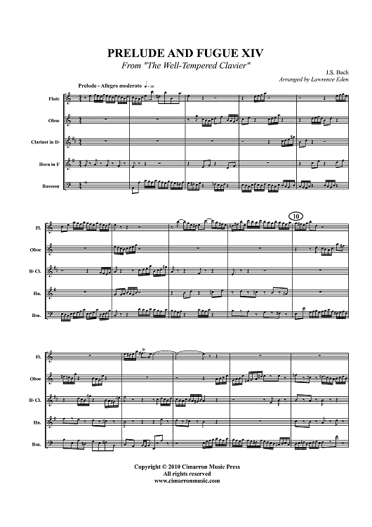 Prelude and Fugue XIV - From "The Well-Tempered Clavier" - Score