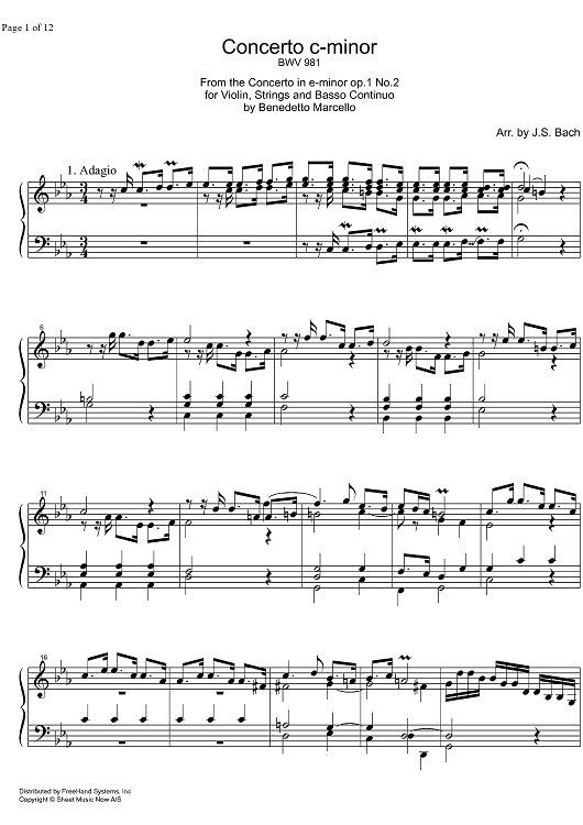 Concerto c minor BWV 981