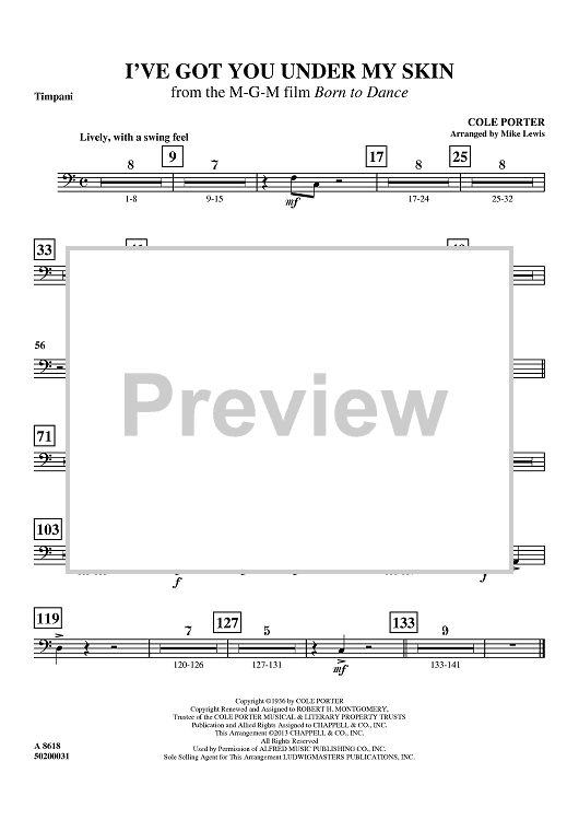 I've Got You Under My Skin - from the M-G-M film Born to Dance - Timpani