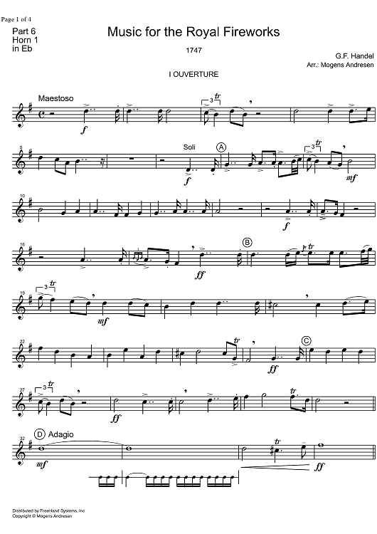 Music for the Royal Fireworks HWV 351 - Horn in E-flat 1