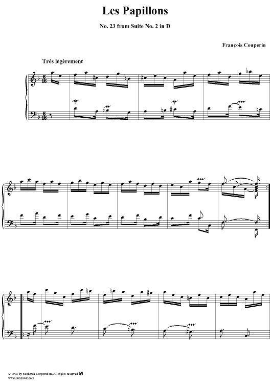 Harpsichord Pieces, Book 1, Suite 2, No. 23:  Les Papillons
