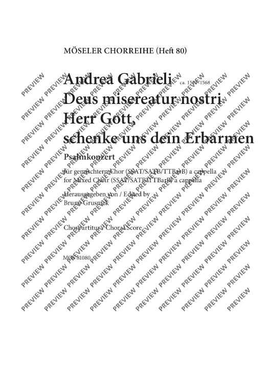 May God be gracious to us - Choral Score