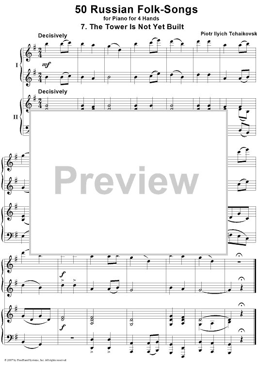 50 Russian Folk-Songs. No. 7. The Tower Is Not Yet Built