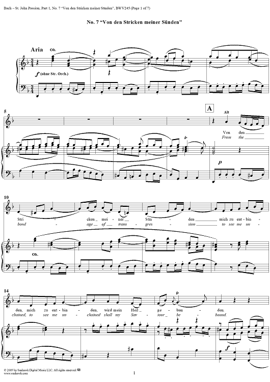 St. John Passion: Part I, No. 7, "Von den Stricken meiner Sünden"