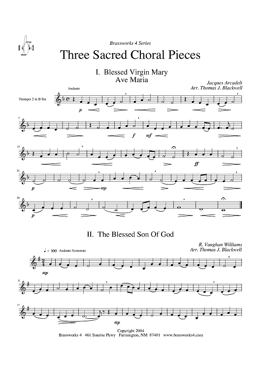 Three Sacred Choral Pieces - Trumpet 2 in Bb