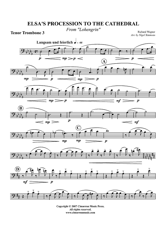 Elsa's Procession to the Cathedral from "Lohengrin" - Tenor Trombone 3