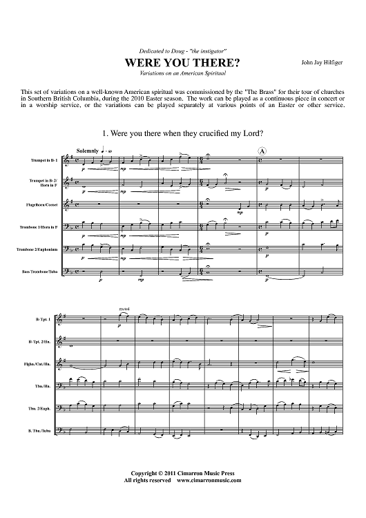 Were You There? - Variations on an American Spiritual - Score