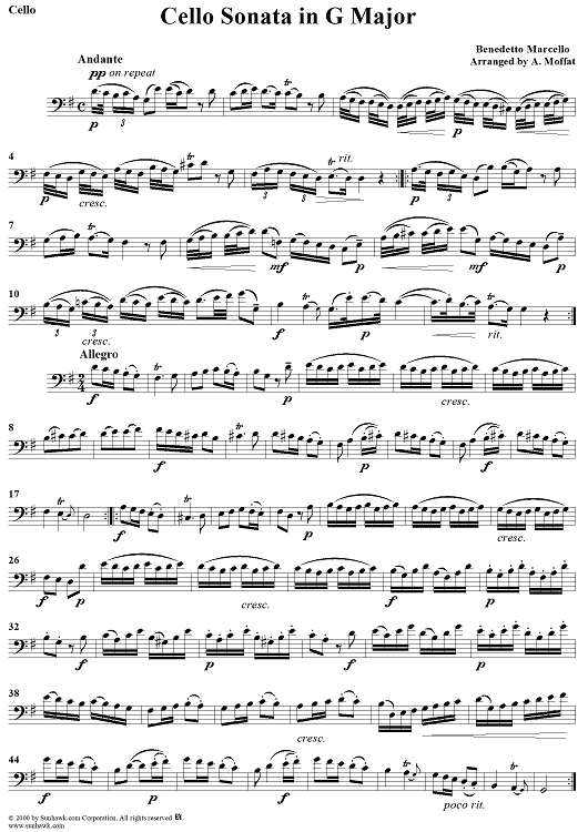 Cello Sonata in G Major - Cello
