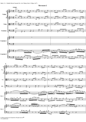 Double Clavier Concerto No. 1 in C Minor, Movement 2   (BWV 1060) - Score