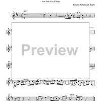 Air - from Suite #3 in D Major - Part 2 Flute, Oboe or Violin