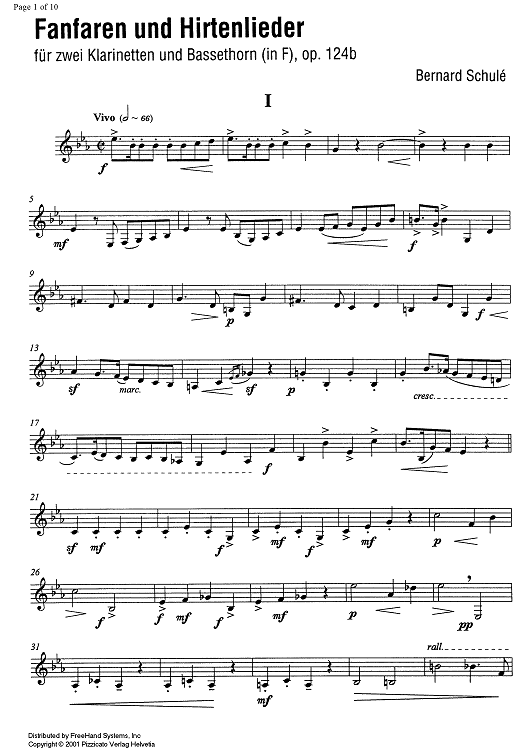 Fanfaren und Hirtenlieder Op.124b - Basset Horn