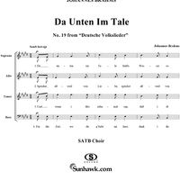Deutsche Volkslieder, No. 19, Da unten im Tale