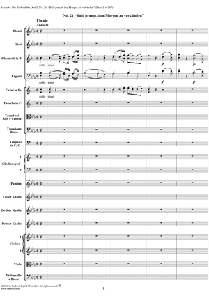 "Bald prangt, den Morgen zu verkünden" (finale), No. 21 from  "Die Zauberflöte", Act 2 (K620) - Full Score