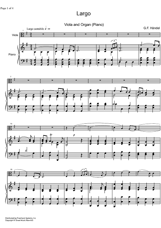 Largo HWV 40 from the opera Xerxes - Score