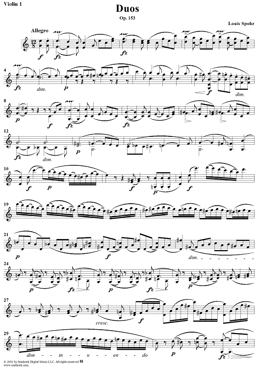 Violin Duet No. 14 in C Major, Op. 153 - Violin 1