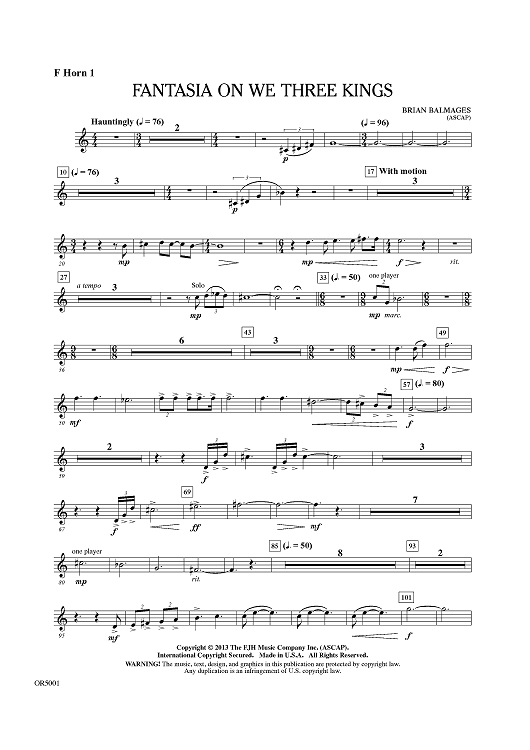 Fantasia On We Three Kings - F Horn 1