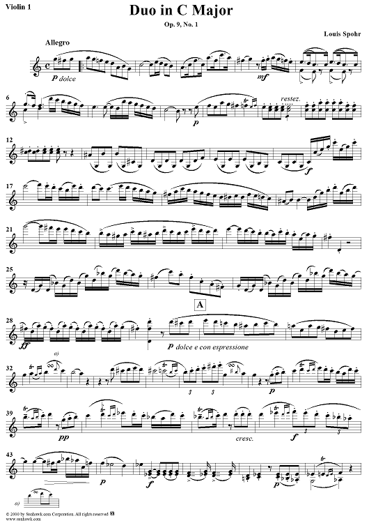 Violin Duet No. 4 in C Major, Op. 9, No. 1 - Violin 1