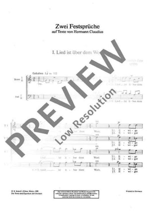 Zwei Festsprüche - Choral Score