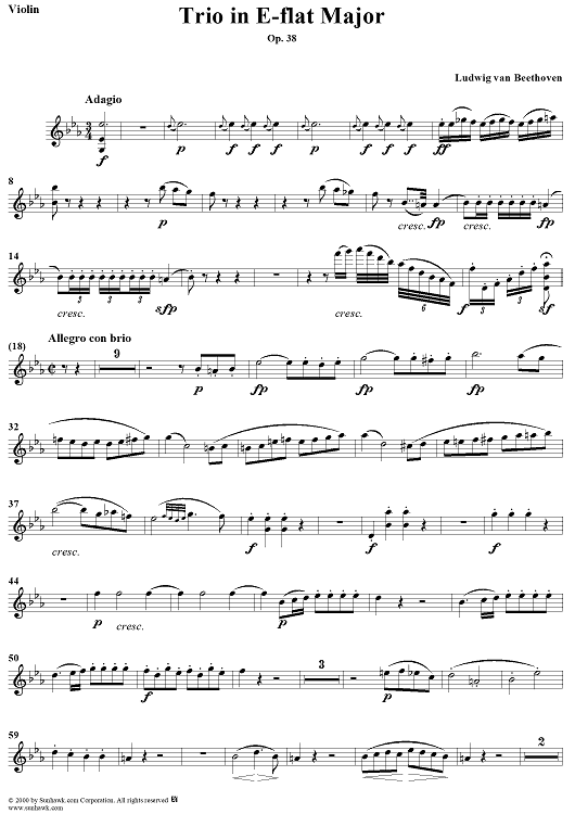 Piano Trio in E-flat Major - Violin