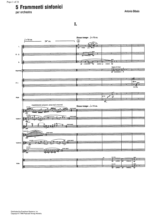 5 Frammenti sinfonici - Full Score