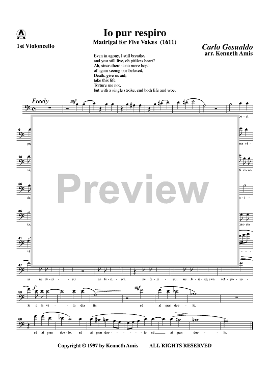 Io pur respiro - Cello 1