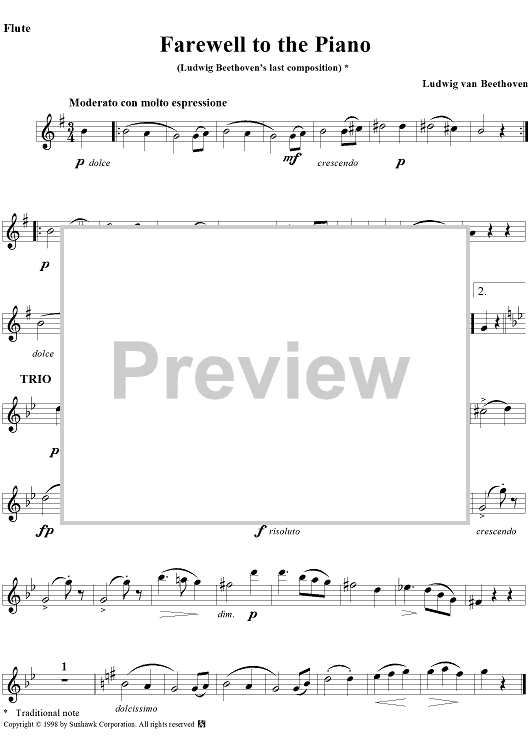 Farewell to the Piano - Flute