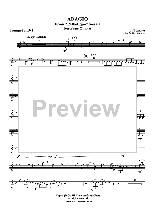 Adagio from "Pathetique" Sonata - Trumpet 1 in B-flat