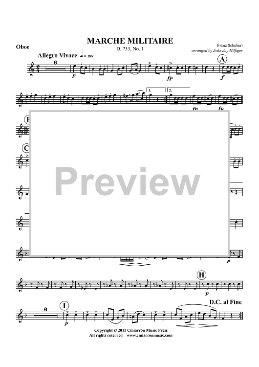 March Militaire - D. 733, No. 1 - Oboe