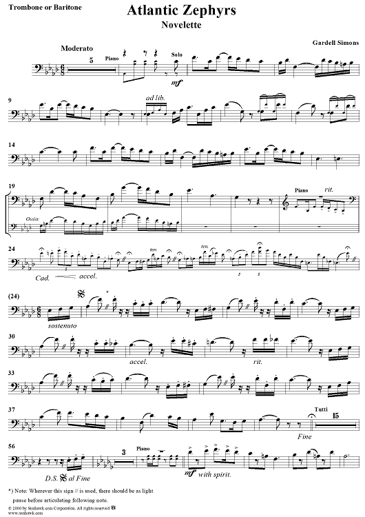 Atlantic Zephyrs (Novelette)    (Trombone or Baritone Part)