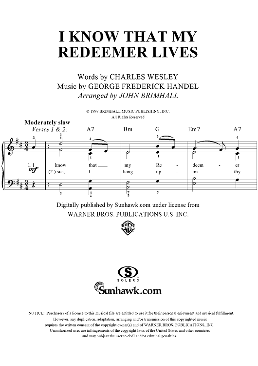 I Know That My Redeemer Lives