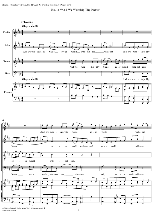 Chandos Te Deum in B-flat Major, HWV281: No. 11, And We Worship Thy Name