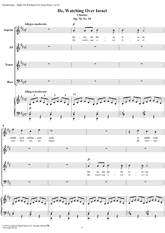 He, Watching Over Israel - No. 29 from "Elijah", part 2