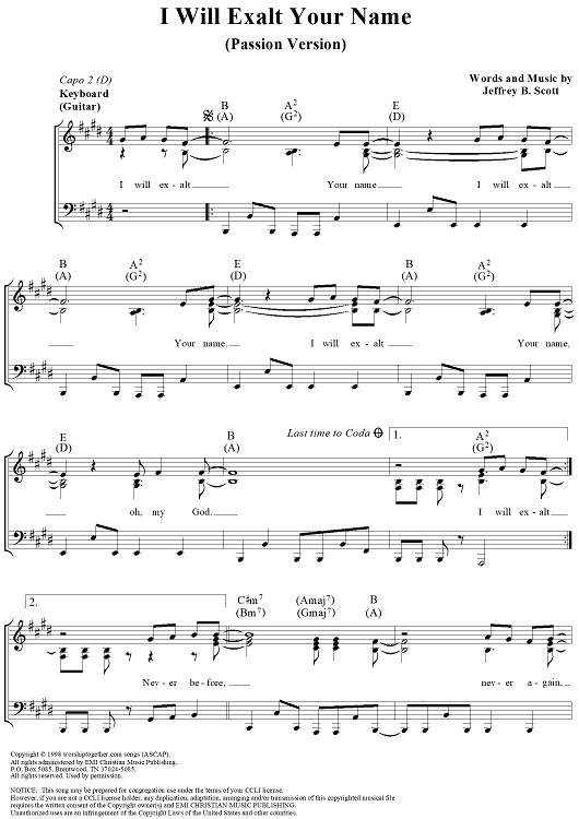 I Will Exalt Your Name (Passion Version)