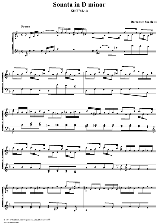 Sonata in D minor, K. 18