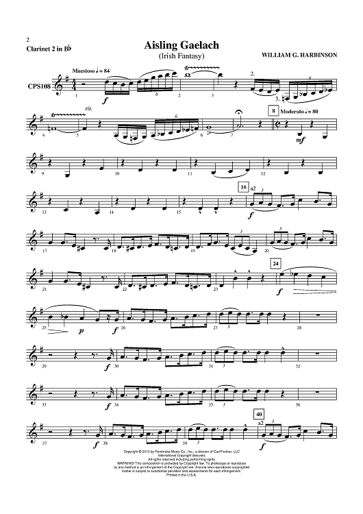 Aisling Gaelach (Irish Fantasy) - Clarinet 2 in B-flat