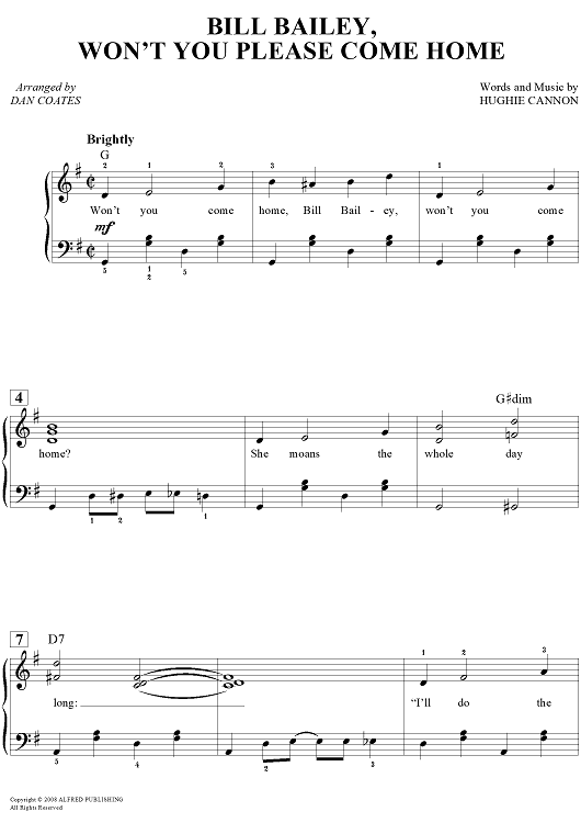 Bill Bailey, Won't You Please Come Home