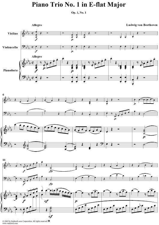 Piano Trio No. 1 in E-flat Major, Op. 1, No. 1 - Piano Score