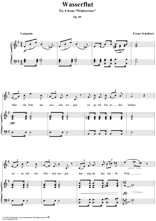 Winterreise (Song Cycle), Op.89, No. 06 - Wasserflut, D911 - No. 6 from "Winterreise"  Op.89